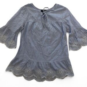 Lord & Taylor Blue Striped Women's Top